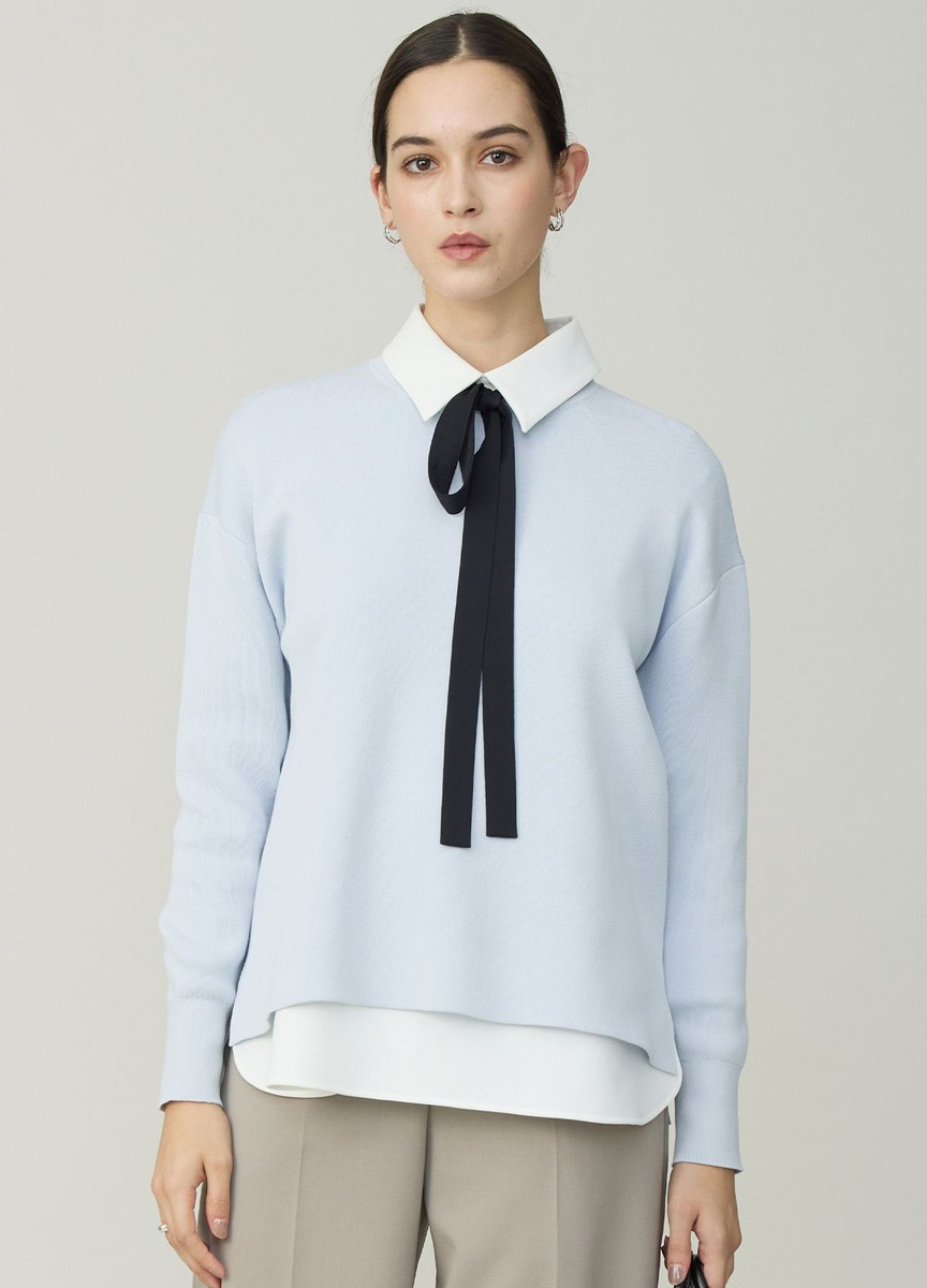 精紡棉柔挺針織上衣